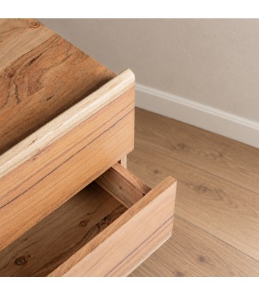 Comodino 2 cassetti Aron in legno di acacia