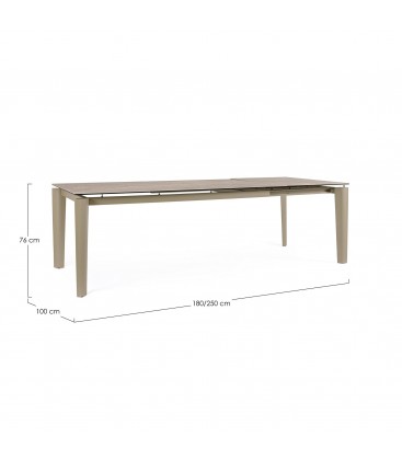Tavolo allungabile Asiri beige con piano effetto travertino