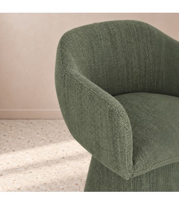 Poltrona girevole Lottie verde con rotazione a 180 gradi e ritorno