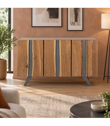 Credenza 3 ante Aron con struttura in legno di acacia
