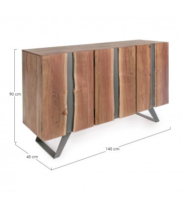 Credenza 3 ante Aron con struttura in legno di acacia