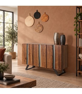 Credenza 3 ante Aron con struttura in legno di acacia