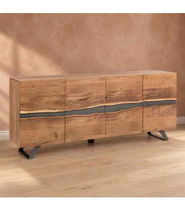 Credenza 4 ante Aron con struttura in legno di acacia