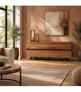 Credenza 4 ante Aron con struttura in legno di acacia
