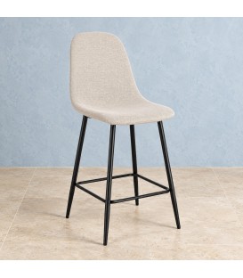 Sgabello da cucina New Irelia nero e beige con rivestimento in poliestere
