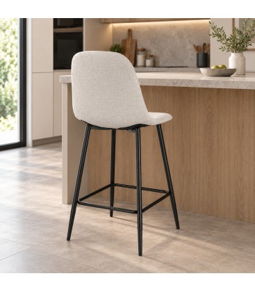 Sgabello da cucina New Irelia nero e beige con rivestimento in poliestere