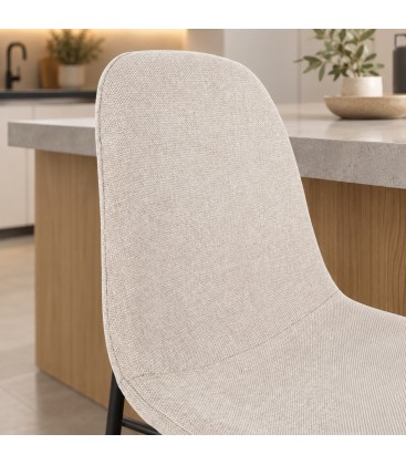 Sgabello da cucina New Irelia nero e beige con rivestimento in poliestere