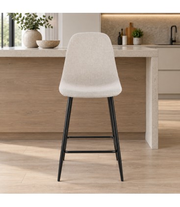 Sgabello da cucina New Irelia nero e beige con rivestimento in poliestere