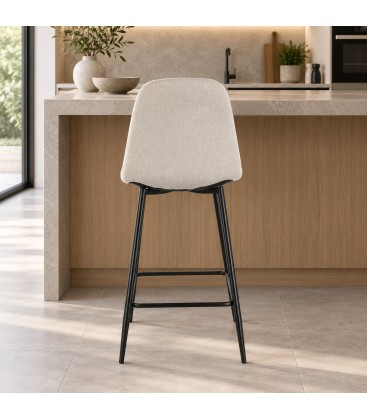 Sgabello da cucina New Irelia nero e beige con rivestimento in poliestere