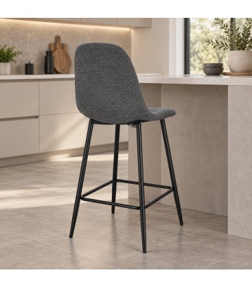 Sgabello da cucina New Irelia grigio scuro con rivestimento in poliestere