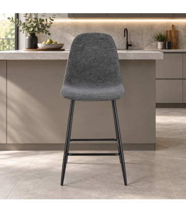 Sgabello da cucina New Irelia grigio scuro con rivestimento in poliestere