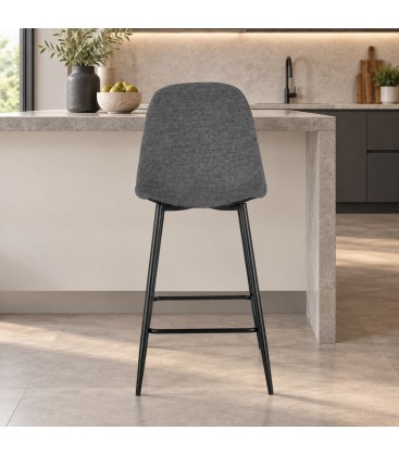 Sgabello da cucina New Irelia grigio scuro con rivestimento in poliestere