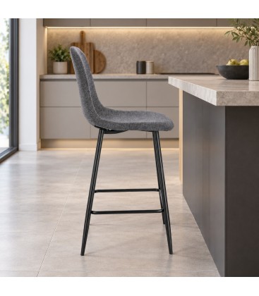 Sgabello da cucina New Irelia grigio scuro con rivestimento in poliestere