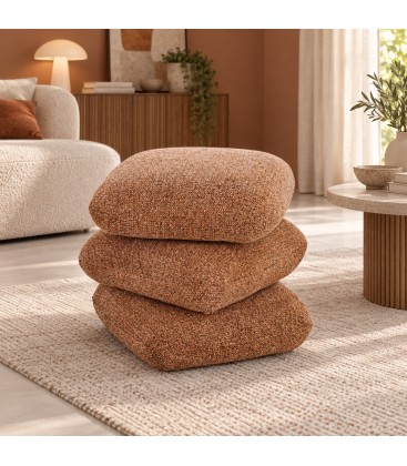 Pouf Antara terracotta con rivestimento effetto bouclé