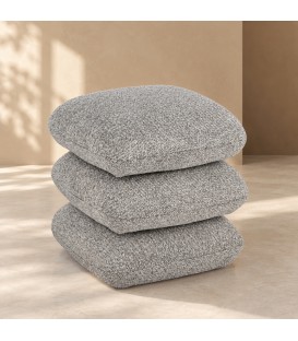 Pouf Antara grigio con rivestimento effetto bouclé