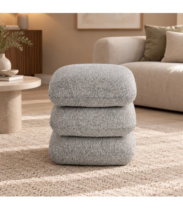 Pouf Antara grigio con rivestimento effetto bouclé