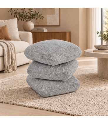 Pouf Antara grigio con rivestimento effetto bouclé