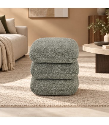 Pouf Antara verde con rivestimento effetto bouclé