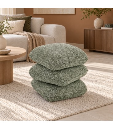 Pouf Antara verde con rivestimento effetto bouclé
