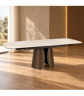 Tavolo allungabile Ardis bronzo con piano effetto onice