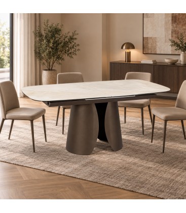 Tavolo allungabile Ardis bronzo con piano effetto onice