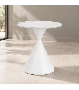 Tavolino Joona diametro 50 cm bianco con piano in gres porcellanato