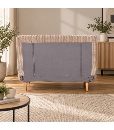 Divano letto 2 posti Walker beige con rivestimento effetto velluto