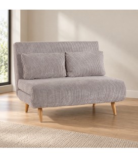 Divano letto 2 posti Walker tortora con rivestimento effetto velluto