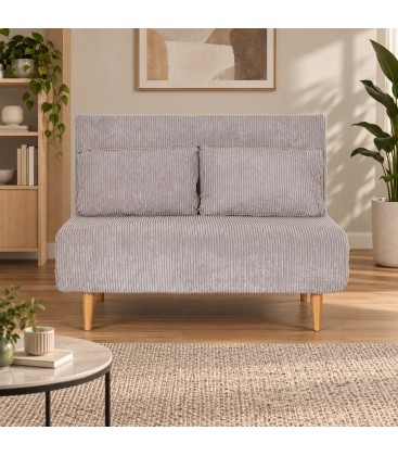 Divano letto 2 posti Walker tortora con rivestimento effetto velluto