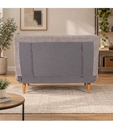 Divano letto 2 posti Walker tortora con rivestimento effetto velluto