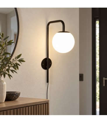 Lampada applique Delphine nera alta 50 cm con attacco E14