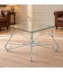 Tavolino Quadrato da salotto Piano Vetro Ariel - Azzurro Shabby Chic