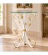 Tavolino da Salotto Tondo con Piano in Vetro - Bianco oro
