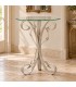 Tavolino da Salotto Tondo con Piano in Vetro - Tortora Shabby Chic