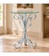 Tavolino da Salotto Tondo con Piano in Vetro - Azzurro Shabby Chic