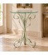 Tavolino da Salotto Tondo con Piano in Vetro - Verde Shabby Chic