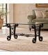 Tavolino Rettangolare da salotto Foglie in Ferro Battuto - Nero lucido