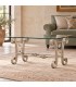 Tavolino Rettangolare da salotto Foglie in Ferro Battuto - Tortora Shabby Chic