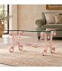 Tavolino Rettangolare da salotto Foglie in Ferro Battuto - Rosa Shabby Chic