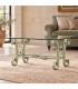 Tavolino Rettangolare da salotto Foglie in Ferro Battuto - Verde Shabby Chic