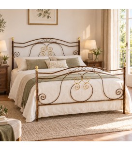 Letto matrimoniale in Ferro Battuto Barocco - Oro ducato