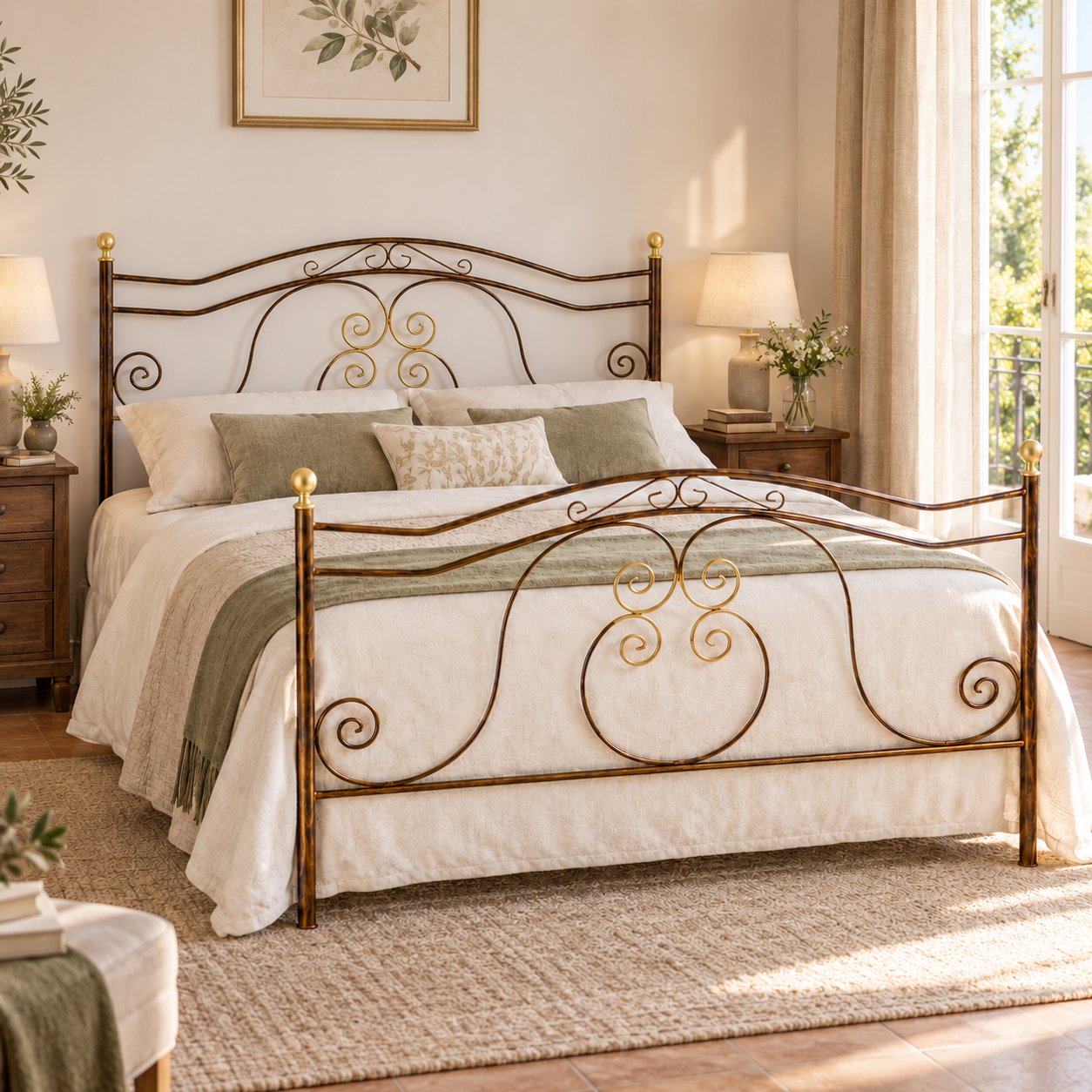 Letto matrimoniale in Ferro Battuto Barocco - Oro ducato