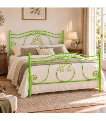Letto matrimoniale in Ferro Battuto Barocco - Verde