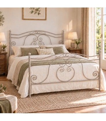 Letto matrimoniale in Ferro Battuto Barocco - Tortora Shabby Chic