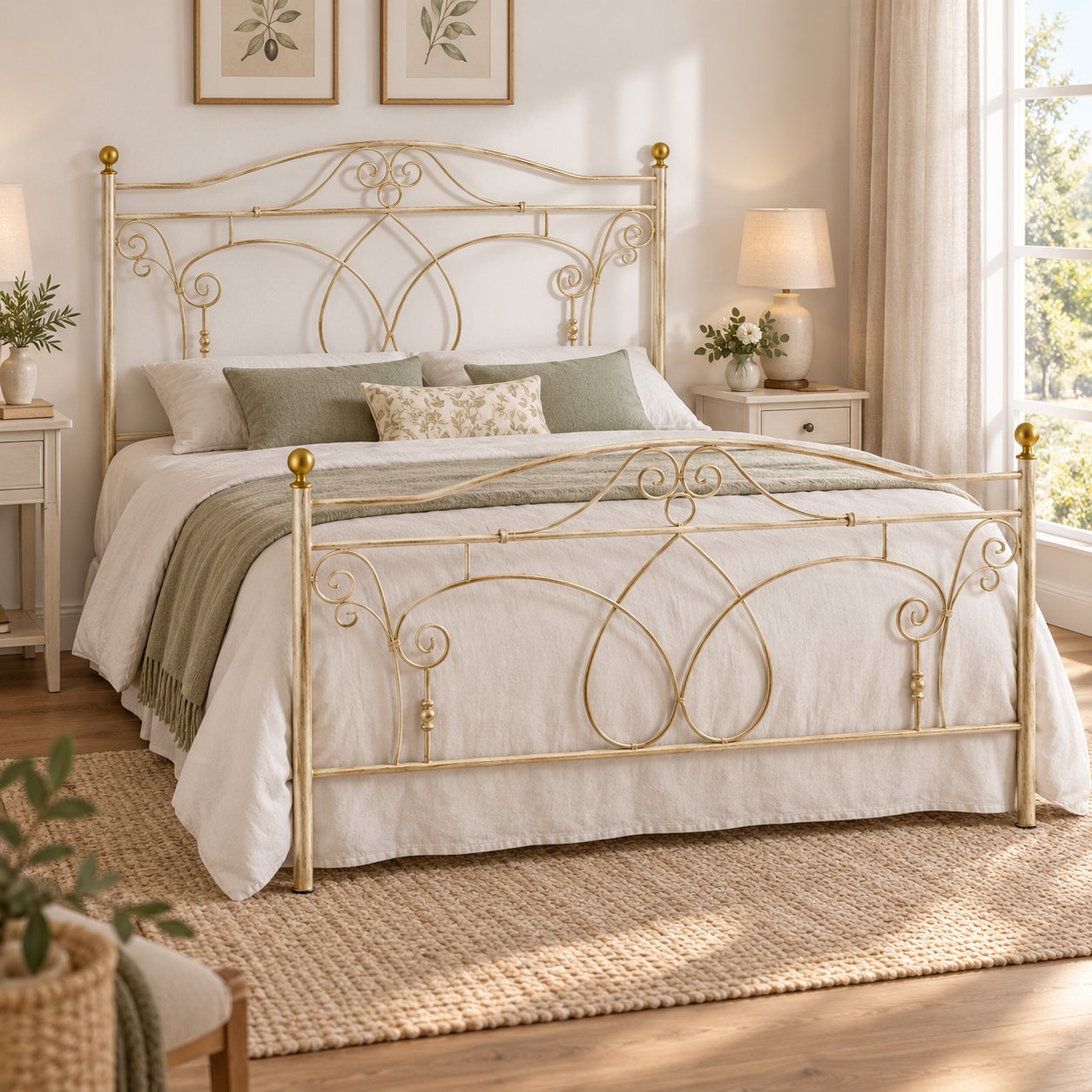 Letto matrimoniale in Ferro Battuto Ester - Avorio anticato
