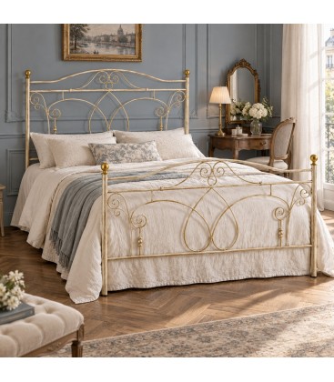 Letto matrimoniale in Ferro Battuto Ester - Avorio anticato