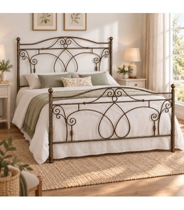 Letto matrimoniale in Ferro Battuto Ester - Bronzo anticato