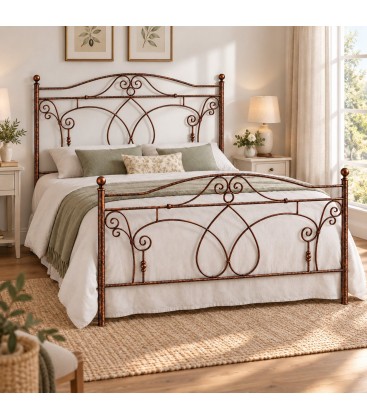 Letto matrimoniale in Ferro Battuto Ester - Oro ducato