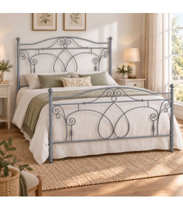 Letto matrimoniale in Ferro Battuto Ester - Grigio Finestra