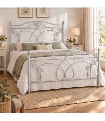 Letto matrimoniale in Ferro Battuto Ester - Grigio Seta